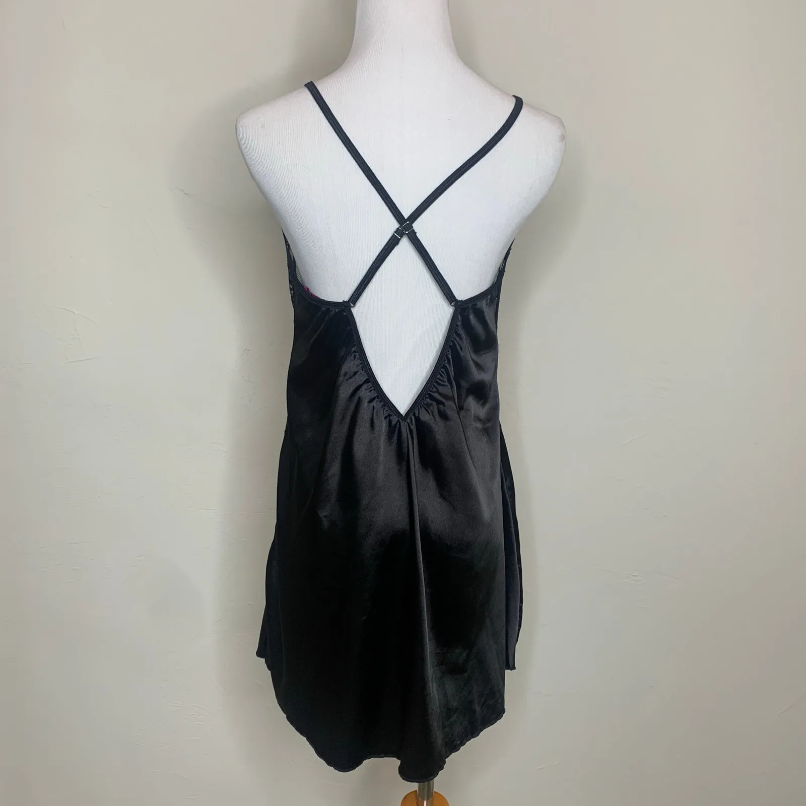 Black Satin and Lace AvidLove XXL Slip Neglige Dress - Image 2