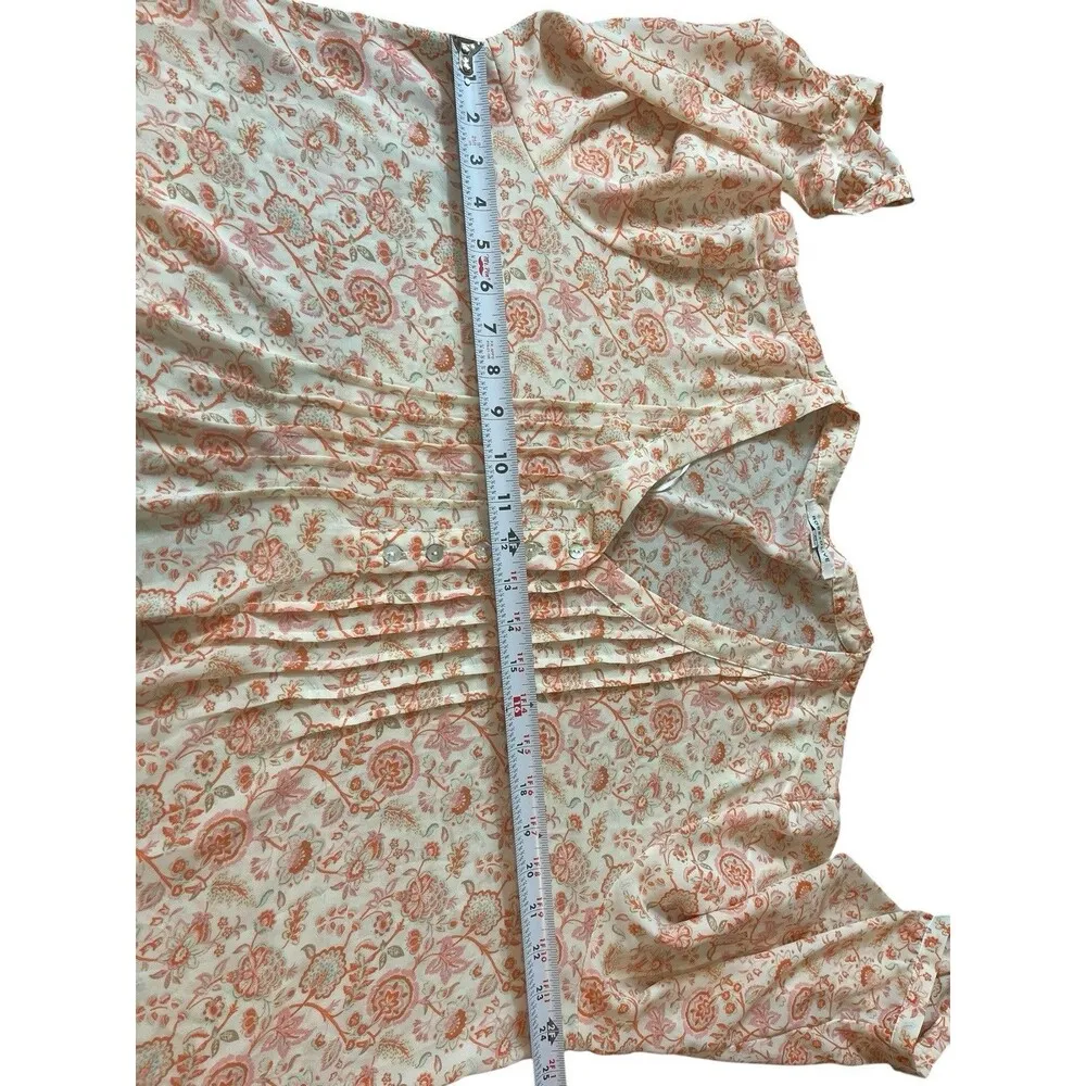 Rose & Olive Orange Floral Pintuck Pleat Tunic Sheer Flowy 3/4 Sleeve Top 2x - Image 11