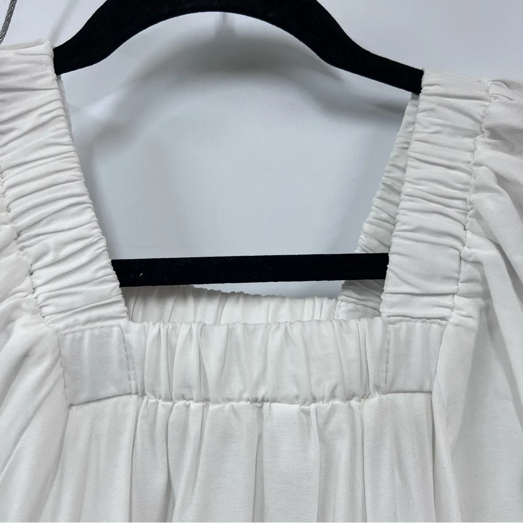 Elegant White Puff Sleeve s Dress tiered square neckline babydoll mini Size undefined - Image 9
