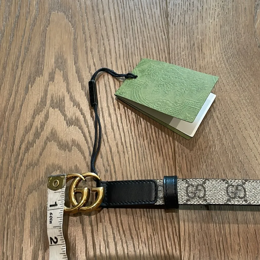 Gucci GG Buckle Monogram Leather Thin Belt NWT Size 110 - Image 9
