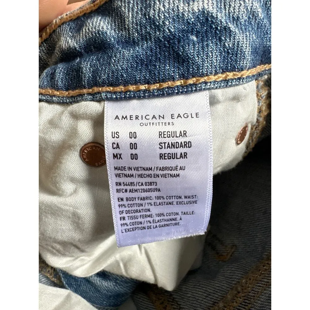 American Eagle AE Super Hi-Rise A-line Denim Jean Skirt Women's size 00 grunge - Image 4