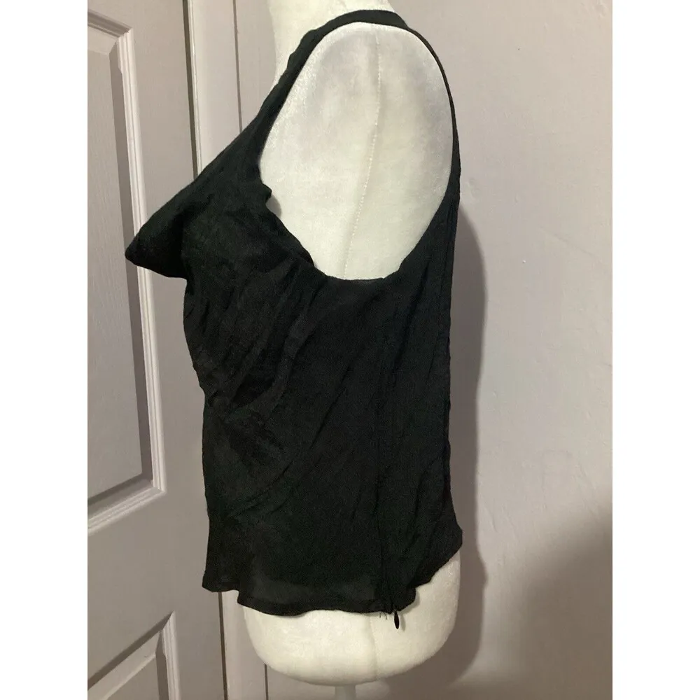 Lulus Black Sleeveless Cowl Neck Pullover Side Zip Blouse L - Image 2