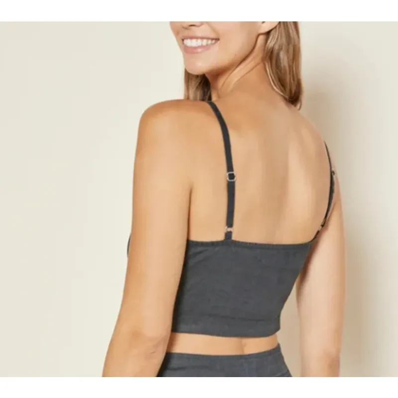 NWT Outerknown Eclipse Linen Cropped Tank Top Womens Small Button Down Old Money Black - Image 2