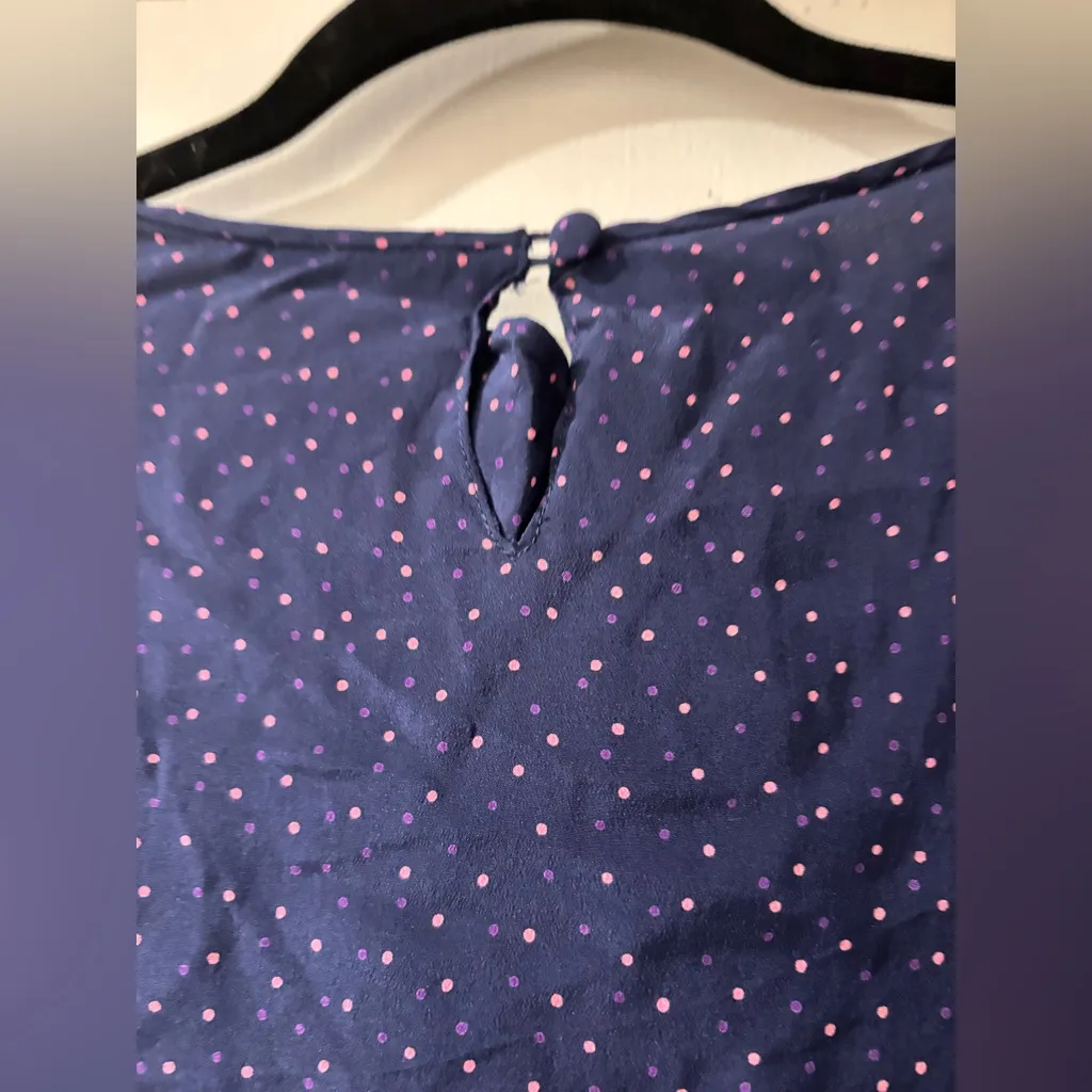 FLORA KUNG Vintage Blue Red Silk L/S Puff Shoulder Blouse & Skirt 4 - Image 5