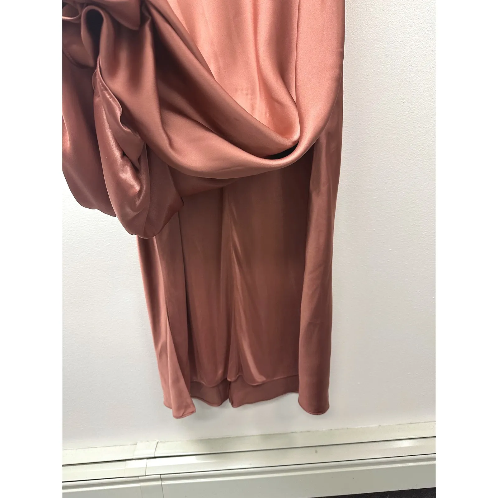 Revelry Sienna Satin Drop Shoulder Side Slits Dress in Copper Size 24 Orange - Image 8