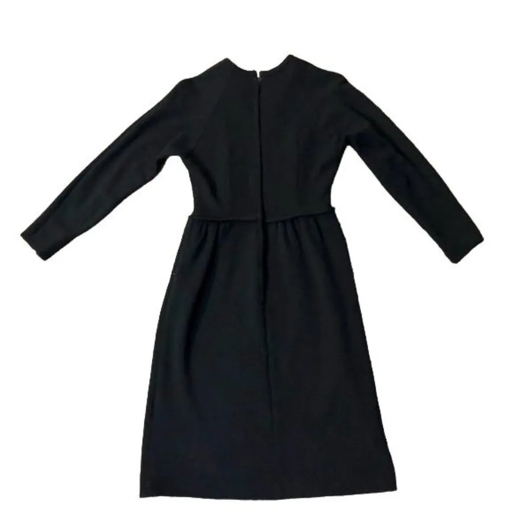 Vintage Black Dress Womens S? Used Gold Metal Tassels Some Moth Marks - Image 6