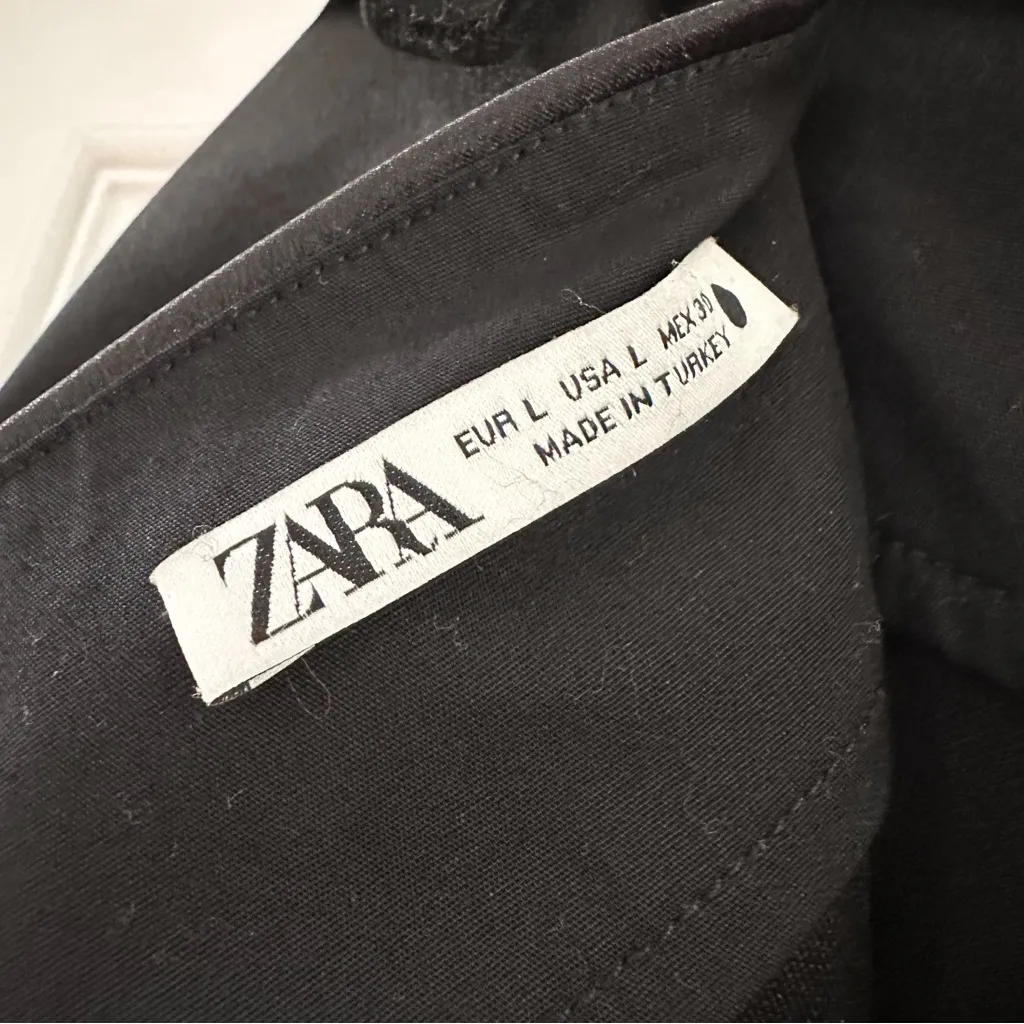 Zara Satin Mini Skirt Stretch Black sz Large - Image 5