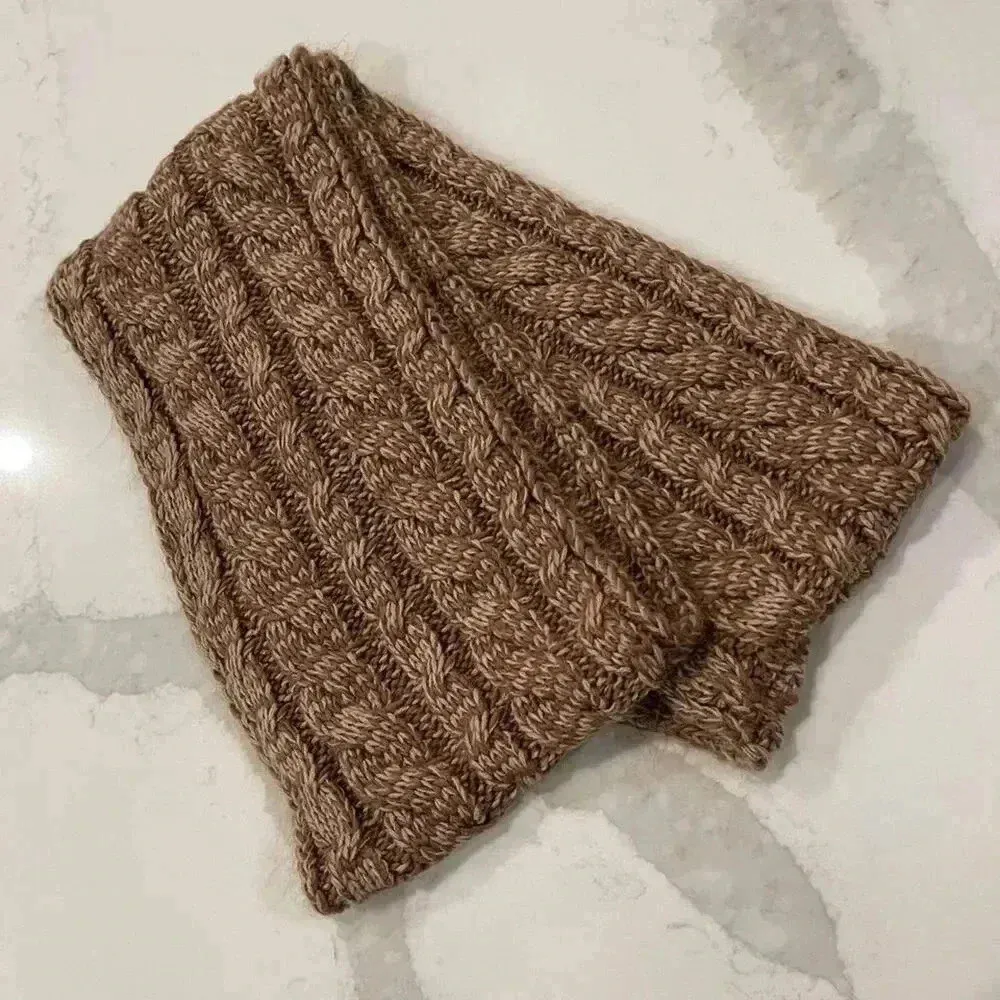 Muk Luks NWT Cable Knit Infinity Scarf Almond/Brown Cozycore Christmas Gift Brown - Image 4