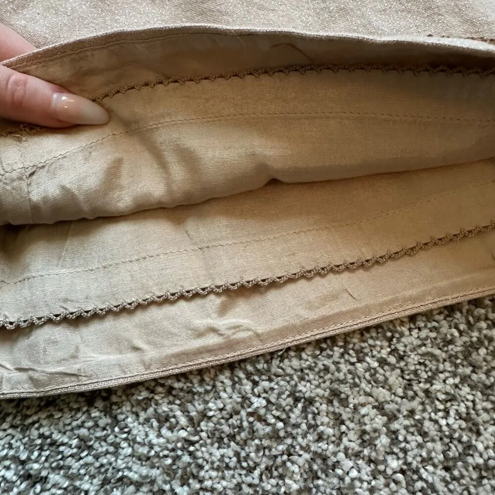 Leifnotes Anthropologie tan metallic sequin embroidered mini skirt size 8 - Image 5