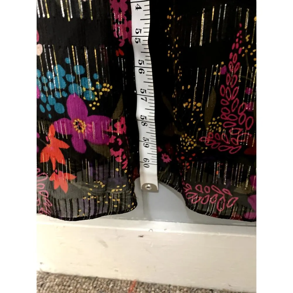 NEW Trina Turk Betton Black Floral Lace Metallic 100% Silk Maxi Dress 0 - Image 3