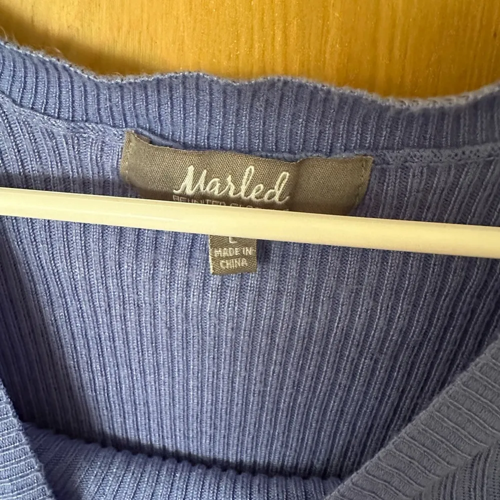 Y2K Knit Sweater with subtle puff shoulder/sleeve Blue Size L - Image 2