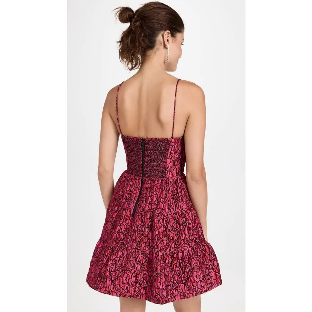 NWT $495 Alice + Olivia Women's Jamila Spaghetti Strap Tiered Mini Dress - Image 3