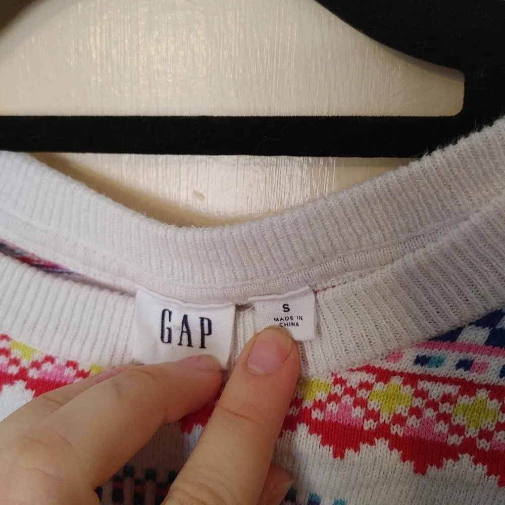 Gap Size Small S Winter Sweater Striped Pink Geometric Long Sleeve Christmas - Image 7