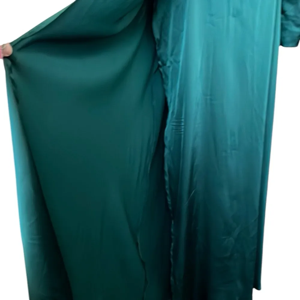 SHEIN Lantern Sleeve Surplice Neck Satin Wrap Hem Dress - Image 6