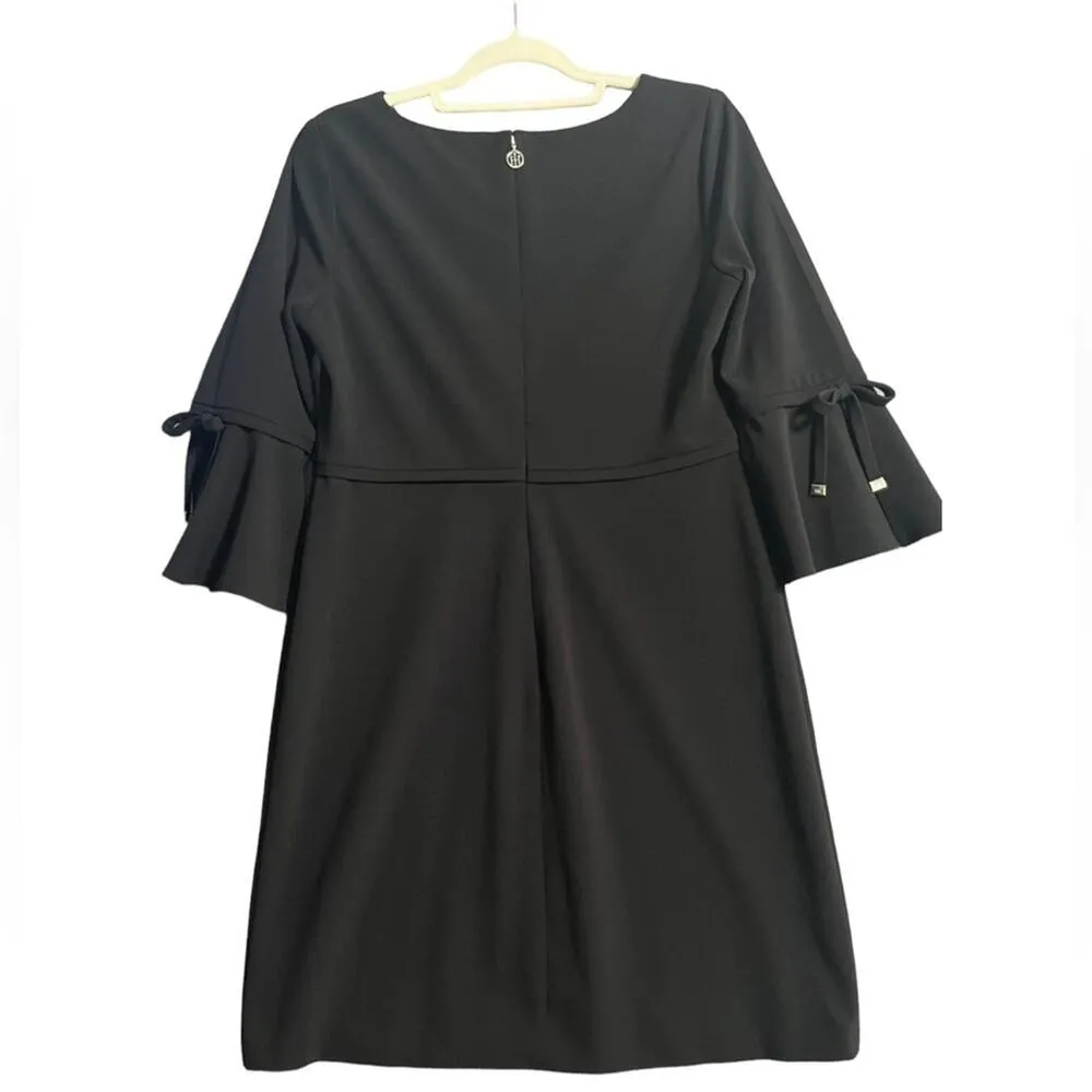 Tommy Hilfiger Black Dress Womens Size 12 Bell Sleeve Scuba Crepe Classy Simple - Image 5