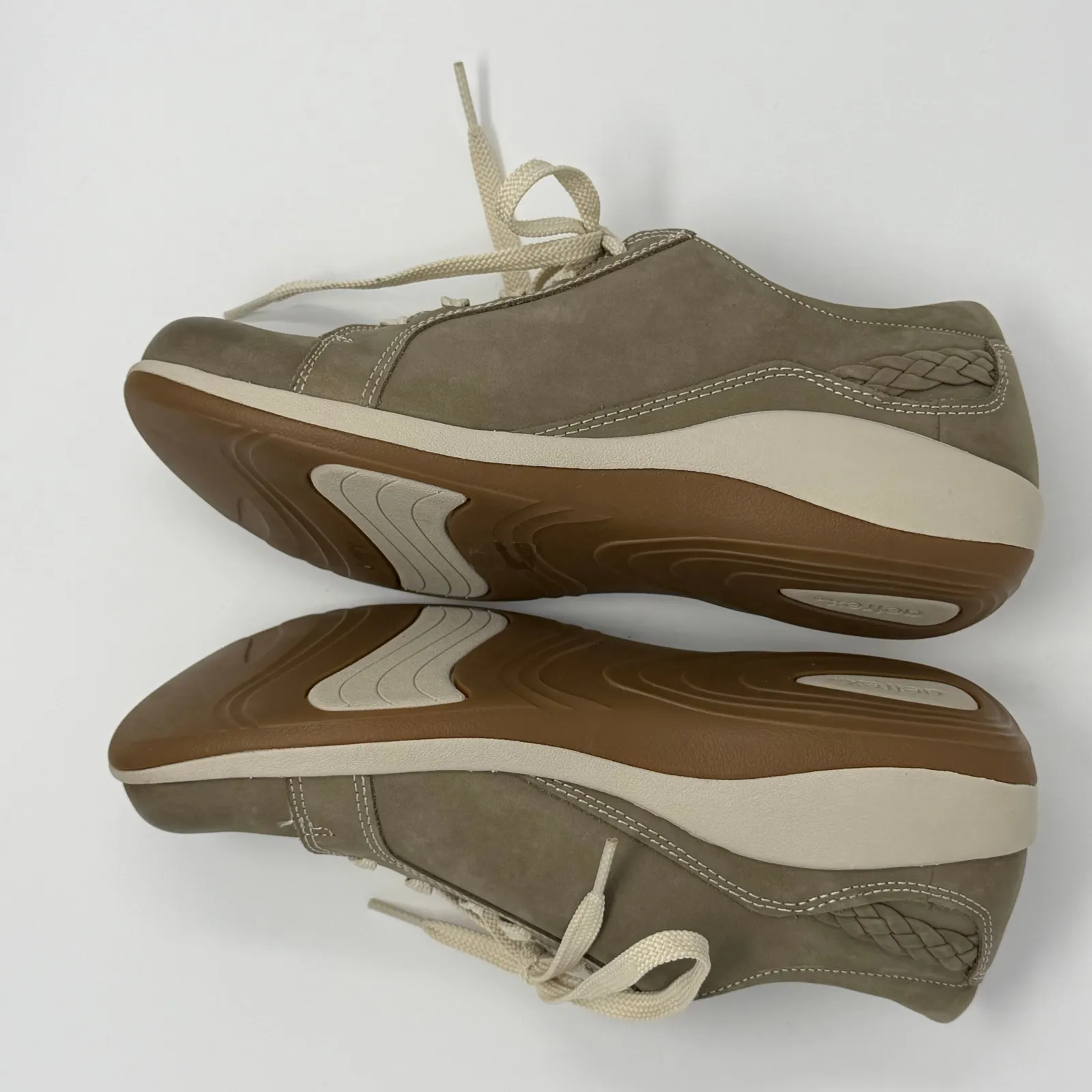 Aetrex Dana Warm Gray EU 90 US 9 9.5 Lace Up Oxford Sneakers Taupe Leather - Image 3