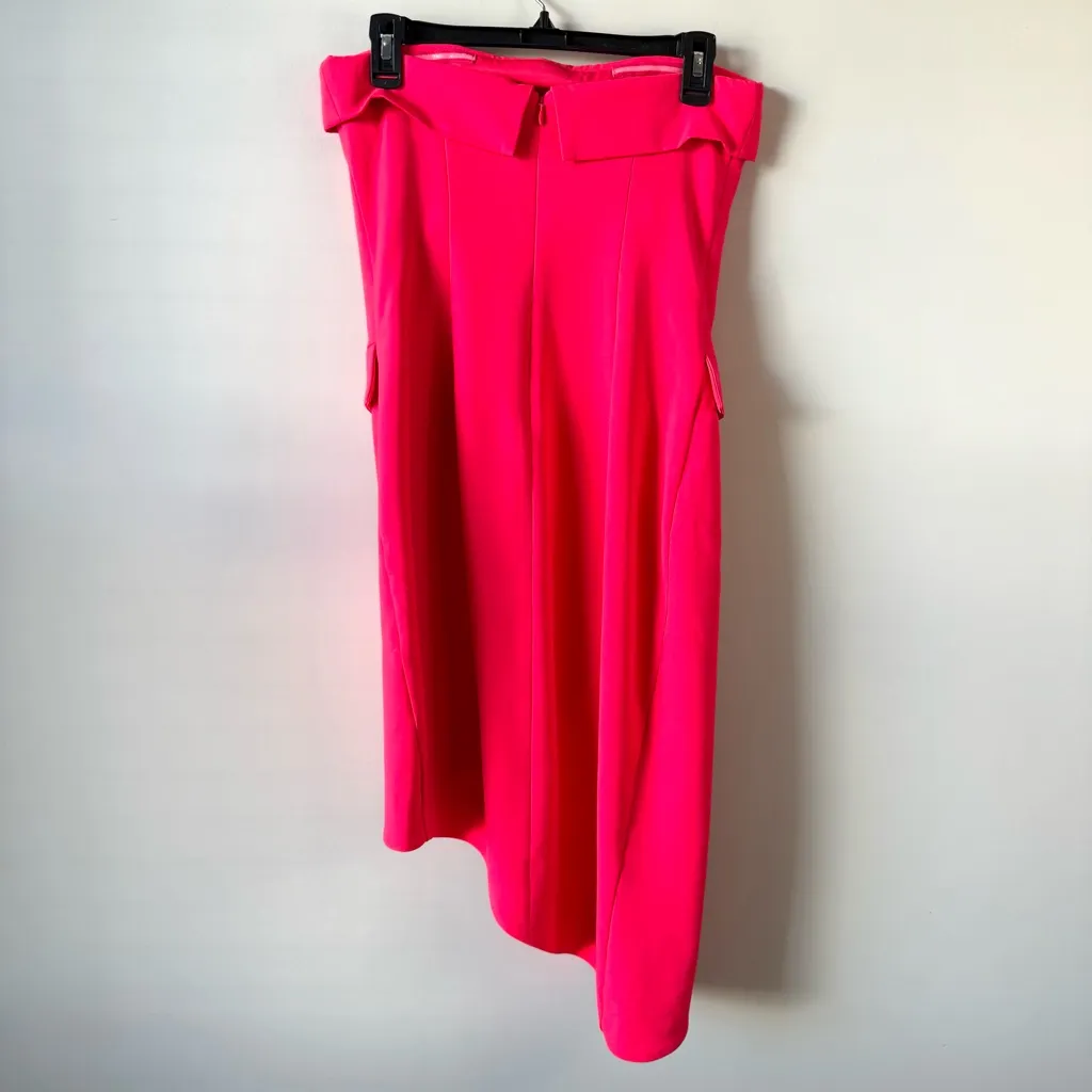 Badgley Mischka Merry Strapless Tux Tulip Hem Cocktail Dress Coral 4 - Image 4