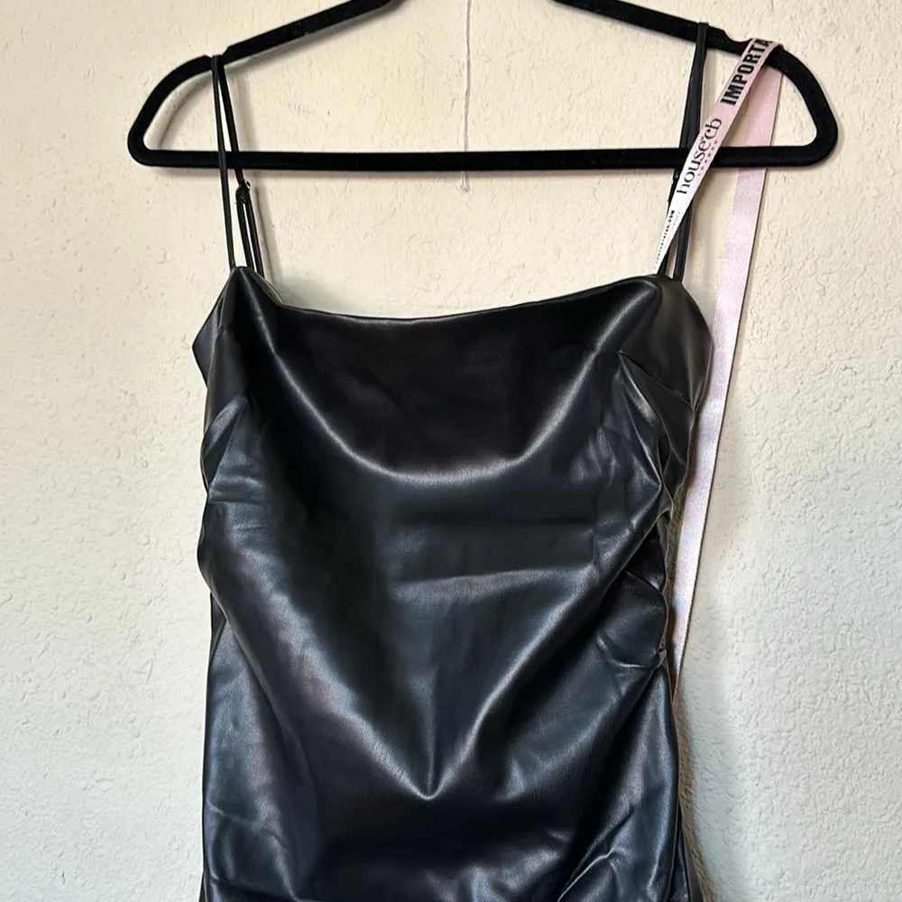 HOUSE OF CB 'Jalena' Black Vegan Leather Lace Back Dress NWT‎ size M - Image 5