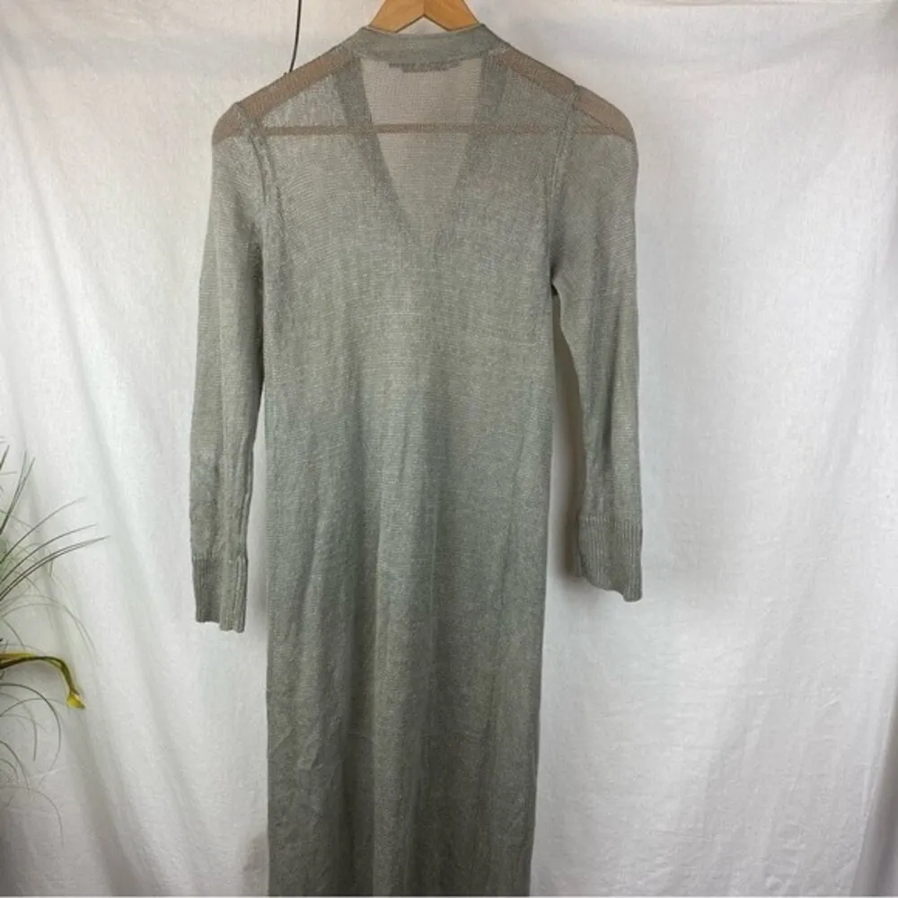 Soft Surroundings Gray Knit Button Front Duster Cardigan Sweater XS - Image 2