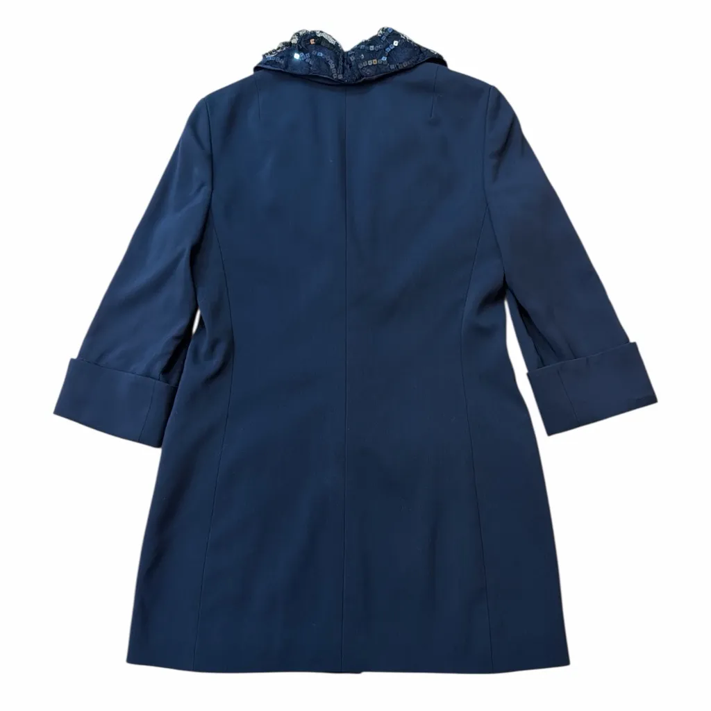 Badgley Mischka Tailored Blazer Coat with Removeable Sequin Ruffled Collar - Image 2