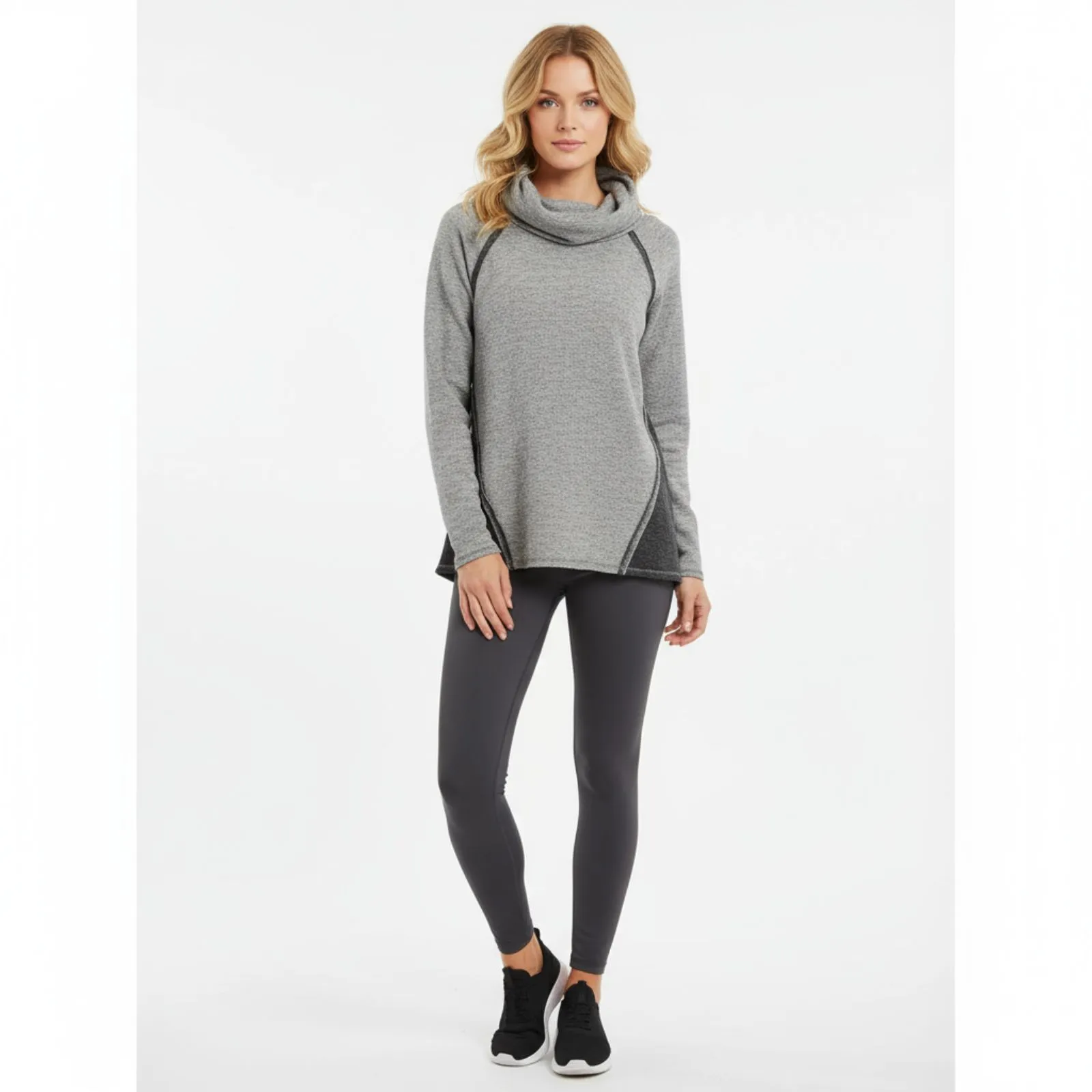 Kuhl Women's Gray Two Tone Long Sleeve Cowl Neck Knit Sweater S - Image 8