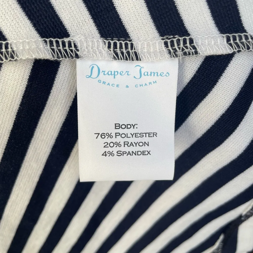 Draper James Ponte A Line Stripe Dress Size Small Nassau Navy Coral Preppy EUC - Image 9