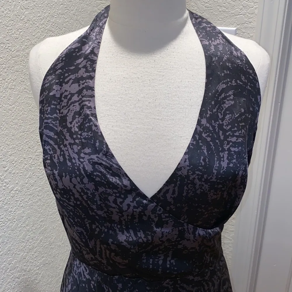 Jonathan Martin Studio Silk Halter Surplice V-neck Backless Maxi Dress EUC Sz 10 - Image 2