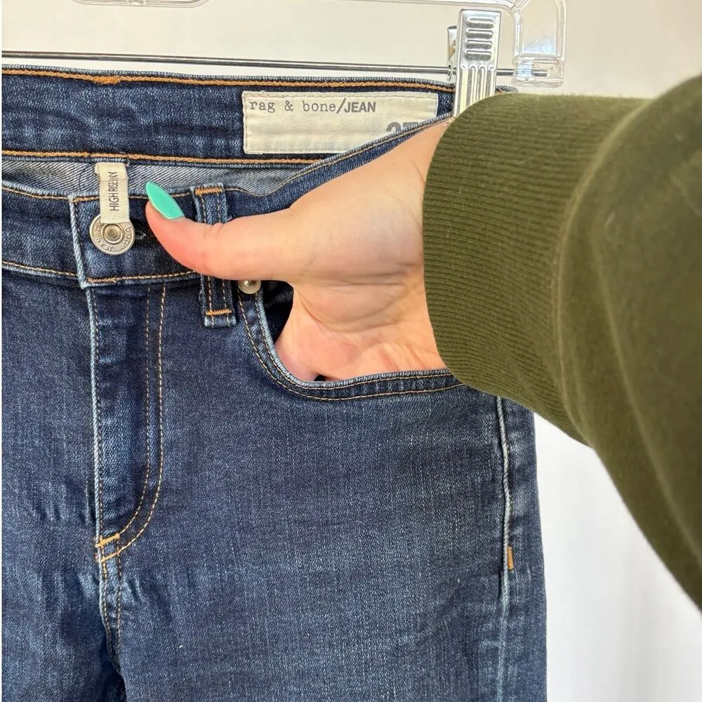 Rag & Bone Nina High Rise Skinny Dark Wash Blue Heritage Ankle Jeans Size 27 - Image 4