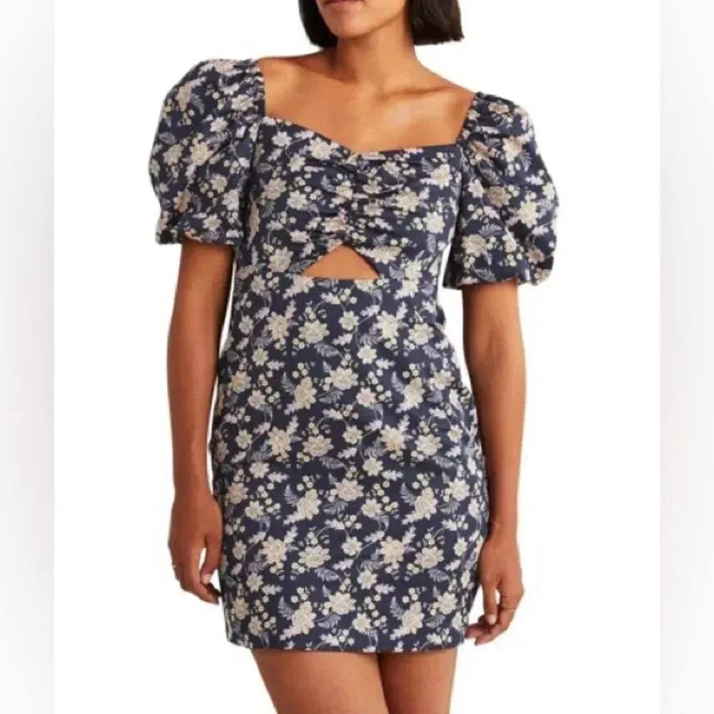 Boden Cut Out Detail Mini Dress Navy Floral Print Size 8T Tall Puff Sleeve  NWT - Image 10
