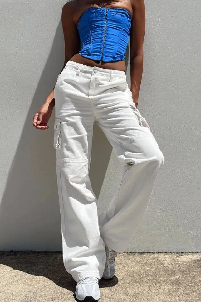 Paige White Denim Mid Rise Cargo Jeans 4 - Image 6