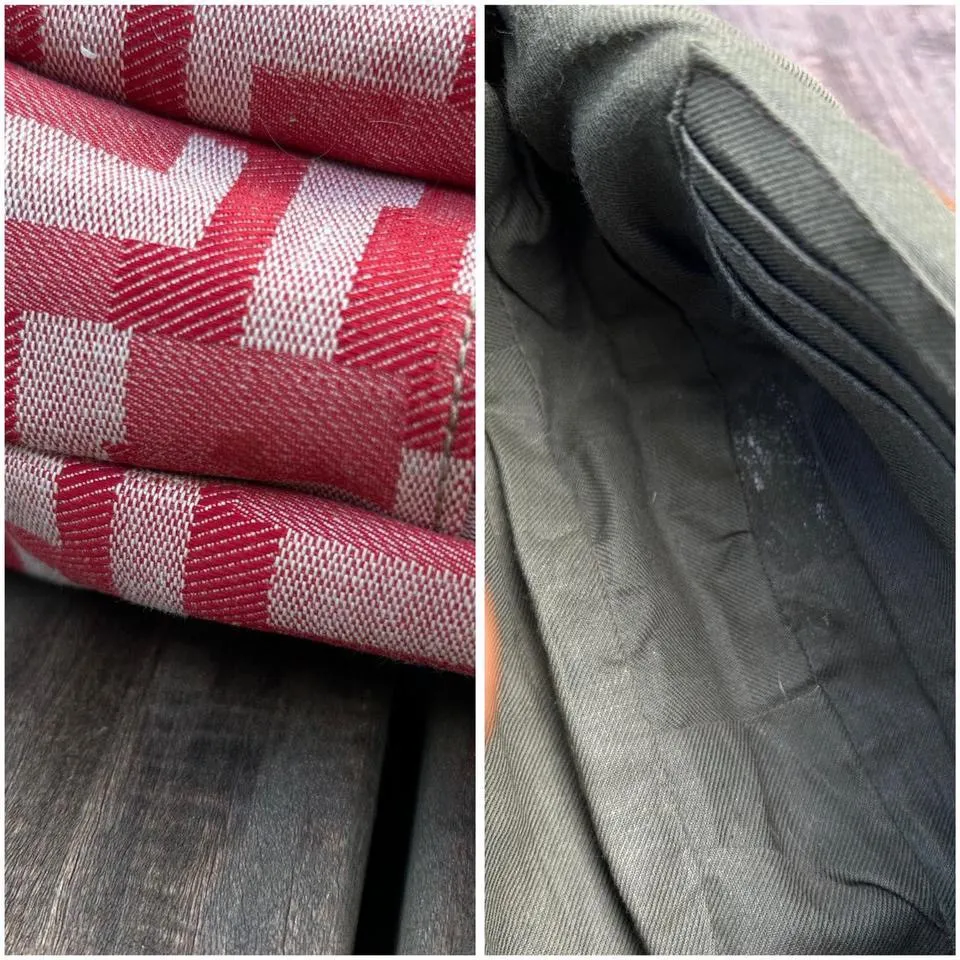 Y2K Red w/ Tan Leather Accents Cotton Canvas Nine West Mini Bag Purse - Image 8