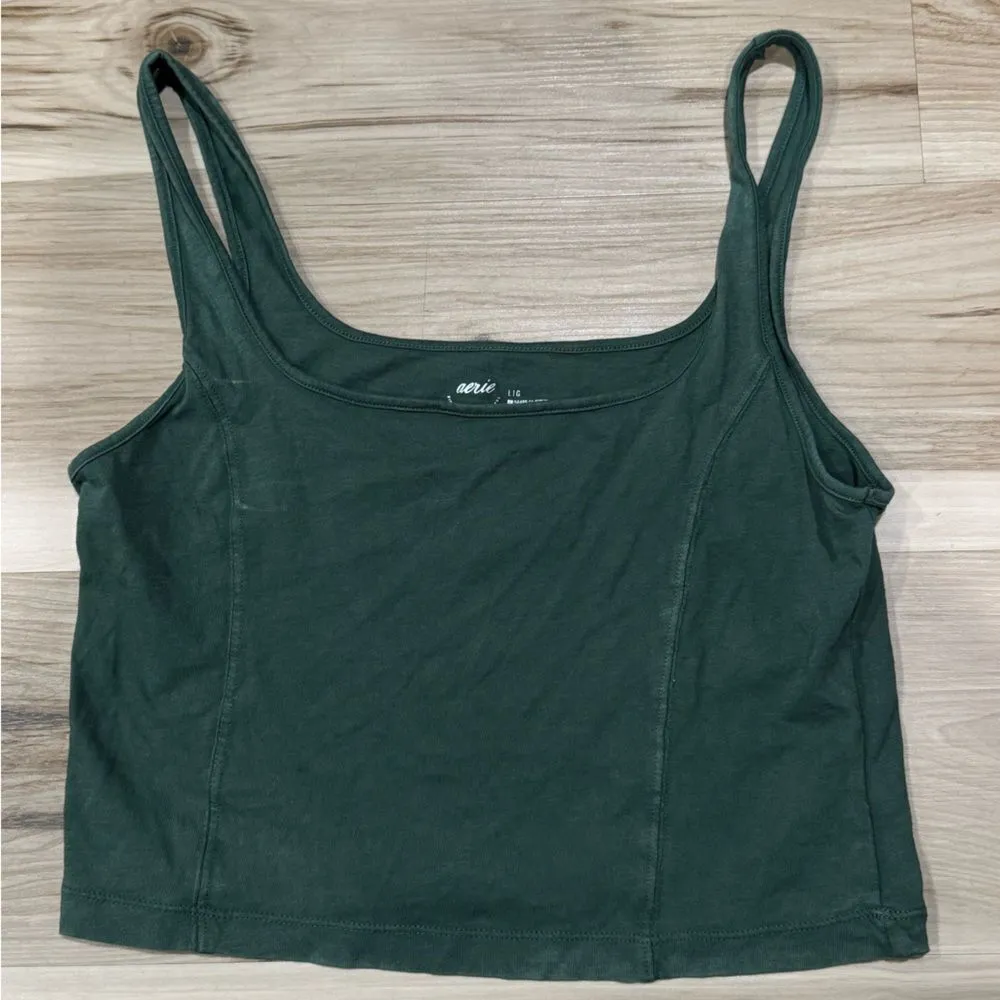 NEW Aerie Green Cropped Corset Tank Top Women’s Large - Image 2