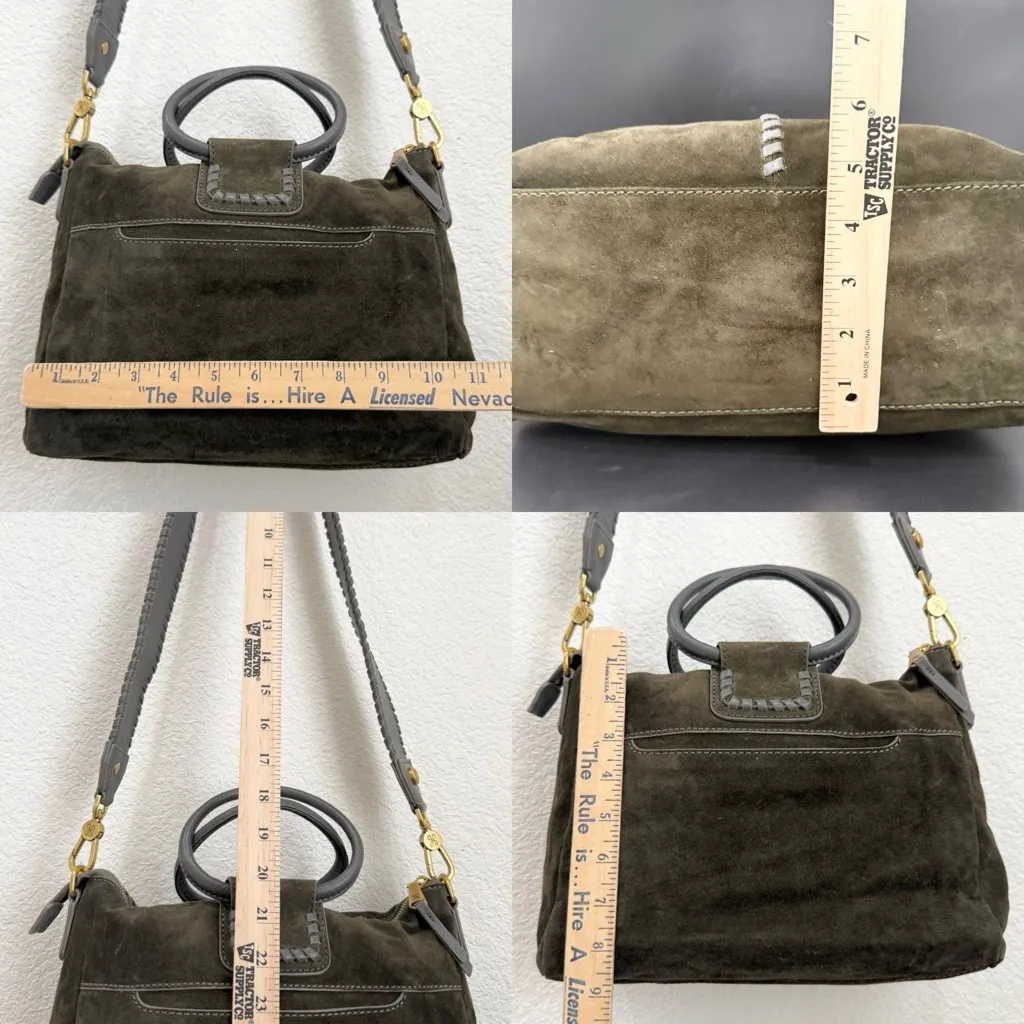 HOBO Shiela Herb Olive Green Suede Leather Medium Satchel Crossbody Bag - Image 11