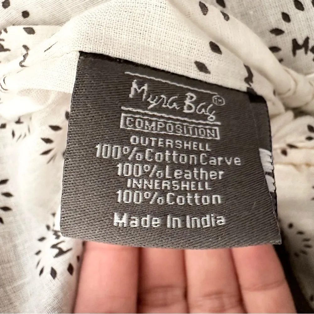 Myra Junoesque Brown Taupe Cream Mixed Media Stitched Crossbody Messenger Bag - Image 10