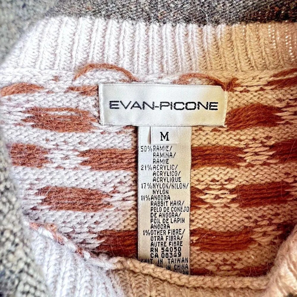 VTG Evan-Picone Sweater cozy  Womens SZ M Ramie Long luxury ugly sleeve Pullover - Image 4