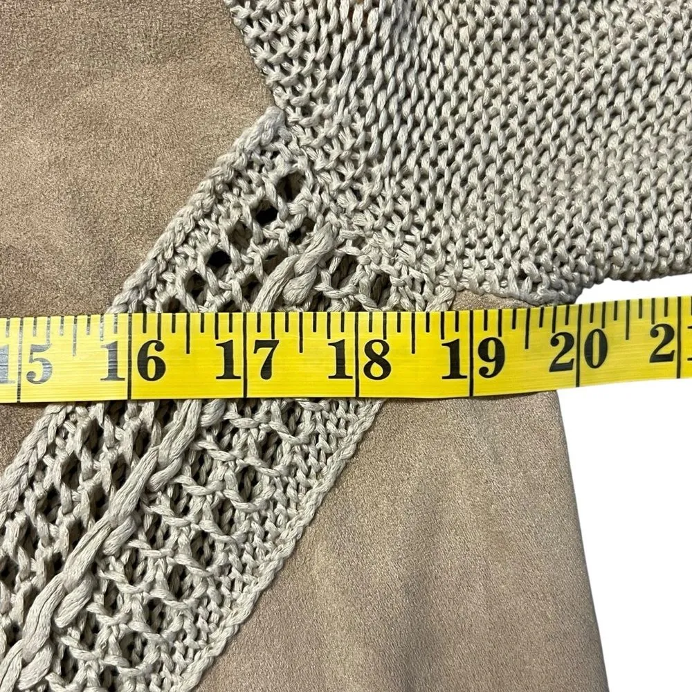 INC International Concept Boho Western Cardigan Sweater Size S Fringe Faux Suede - Image 7