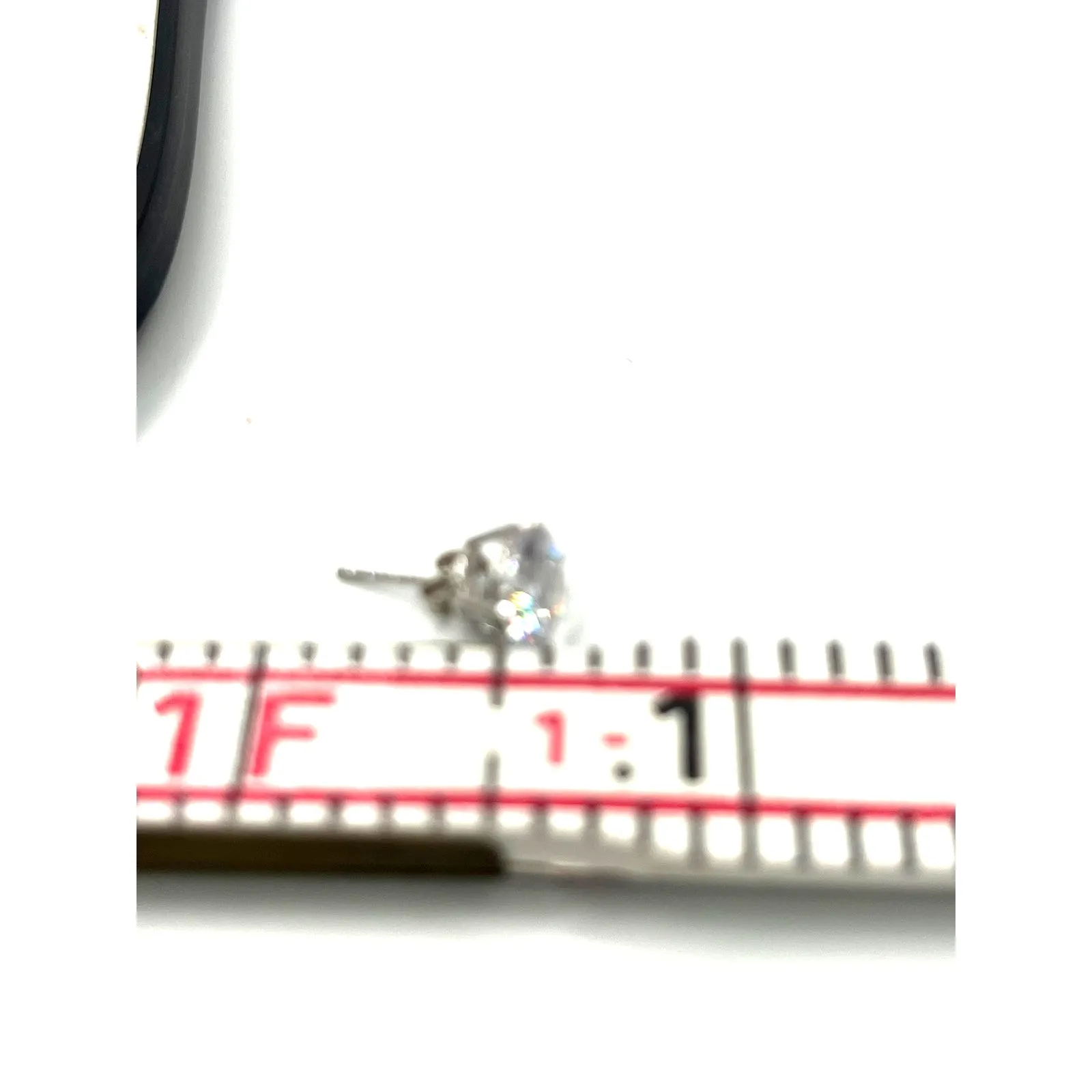 Estate Jewelry CZ Stud .925 Sterling Silver Earrings 1/4" Cubic Zirconia Post - Image 4