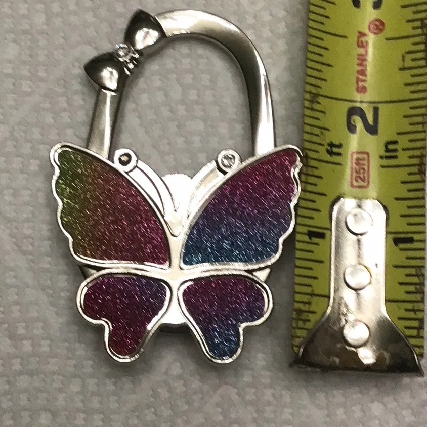 1PC Folding Hanging Bag Hook, Metal Frosted Butterfly Hook, Women’s Luggage Pink - Image 6