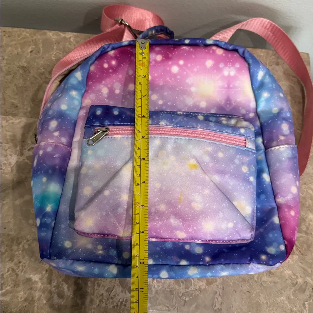 Galaxy Print mini Backpack purple pink with adjustable straps - Image 5
