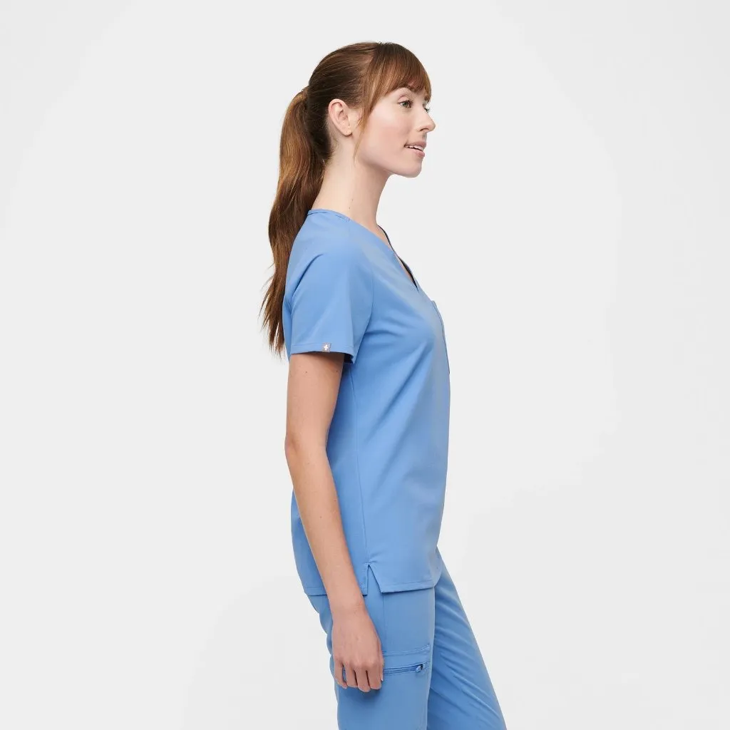 Figs Women's Catarina One Pocket Scrub Top in Ceil Blue, Size Medium - Image 3