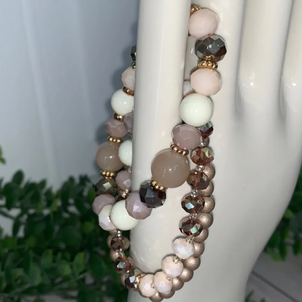 3 stretch beaded bracelets NEW‎ Pink - Image 4