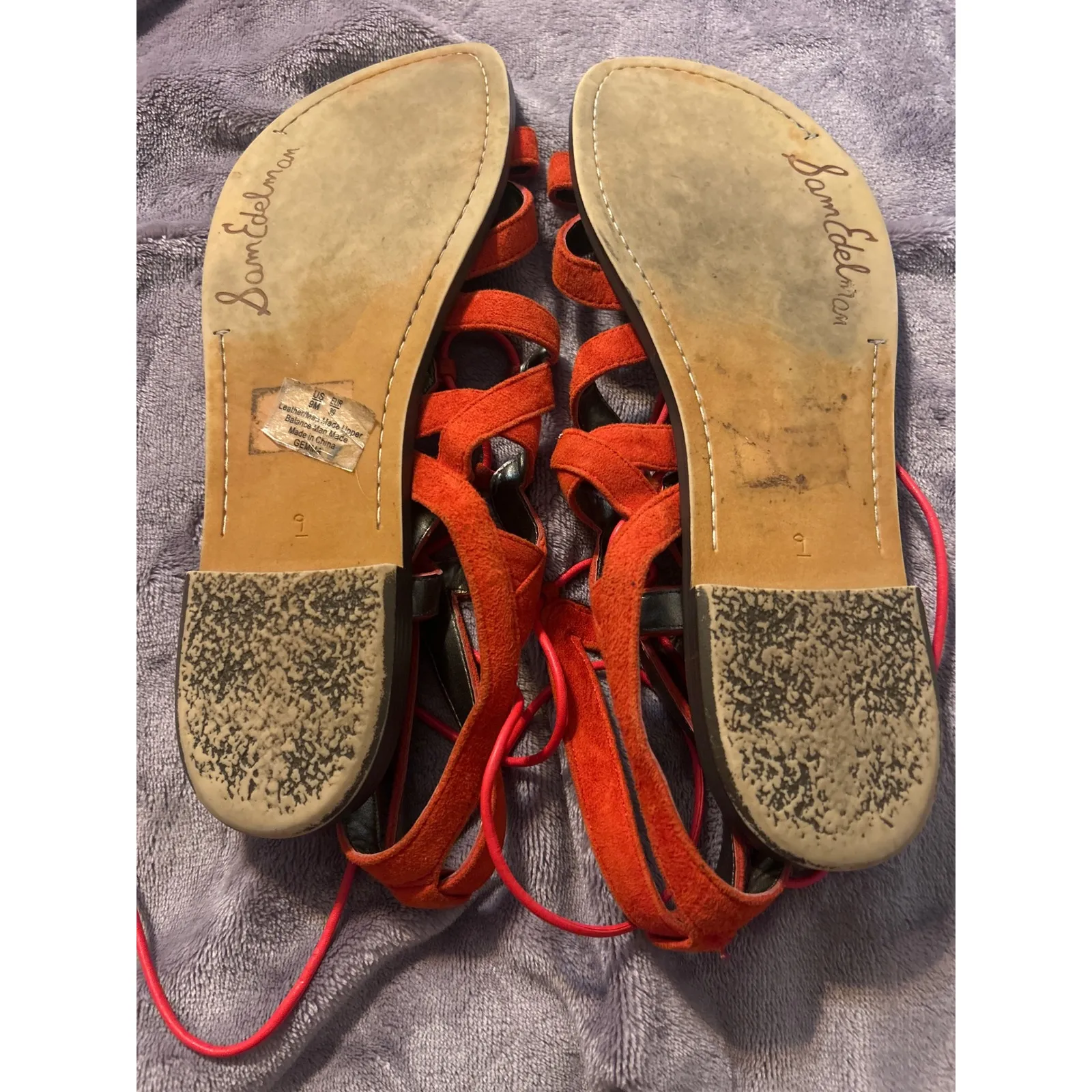 Sam Edelman‎ Red Suede Lace Up Gladiator Sandals - Image 2