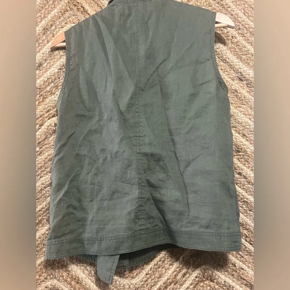 Cynthia Rowley Women's Army Green Linen Moto Vest,Sleeveless,Size Small - Image 3