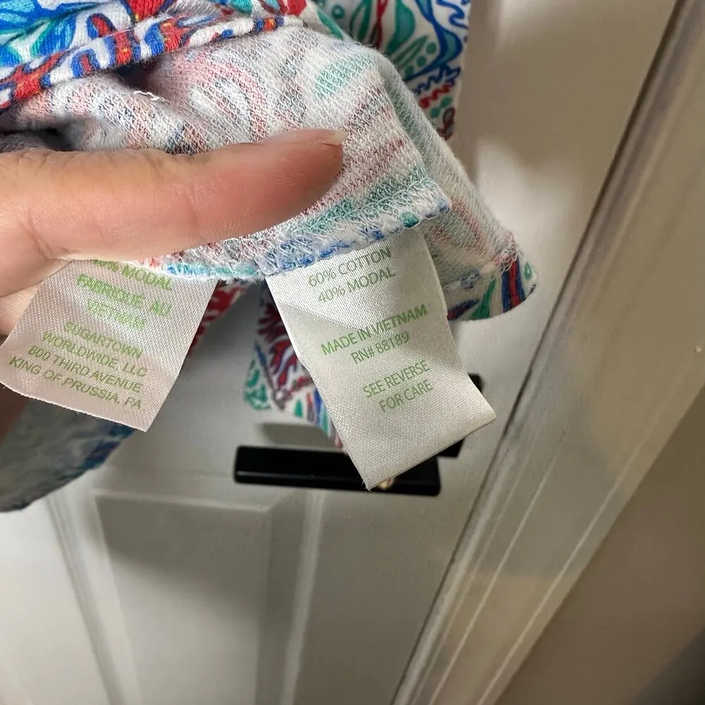 Lilly Pulitzer Size Small V-Neck Long Sleeve Tunic Vibrant Coral‎ Reef Print - Image 4