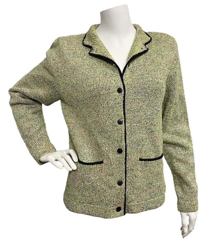 South Cotton Hand Loomed Medium Light Chunk Heavyweight Knit Cardigan Sweater - Image 2