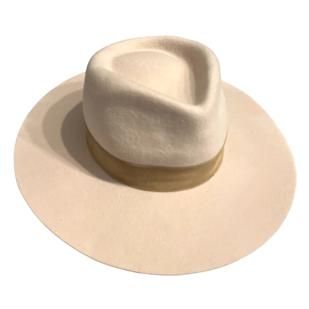 NWT LACK OF COLOR The Mirage Fedora Hat Ivory Wool w Suede Trim Sz Small 55 CM - Image 11