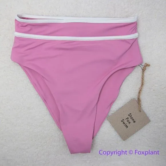 NEW Stone Fox Swim Juniper high waisted bikini bottoms, pink, size XS - Image 2