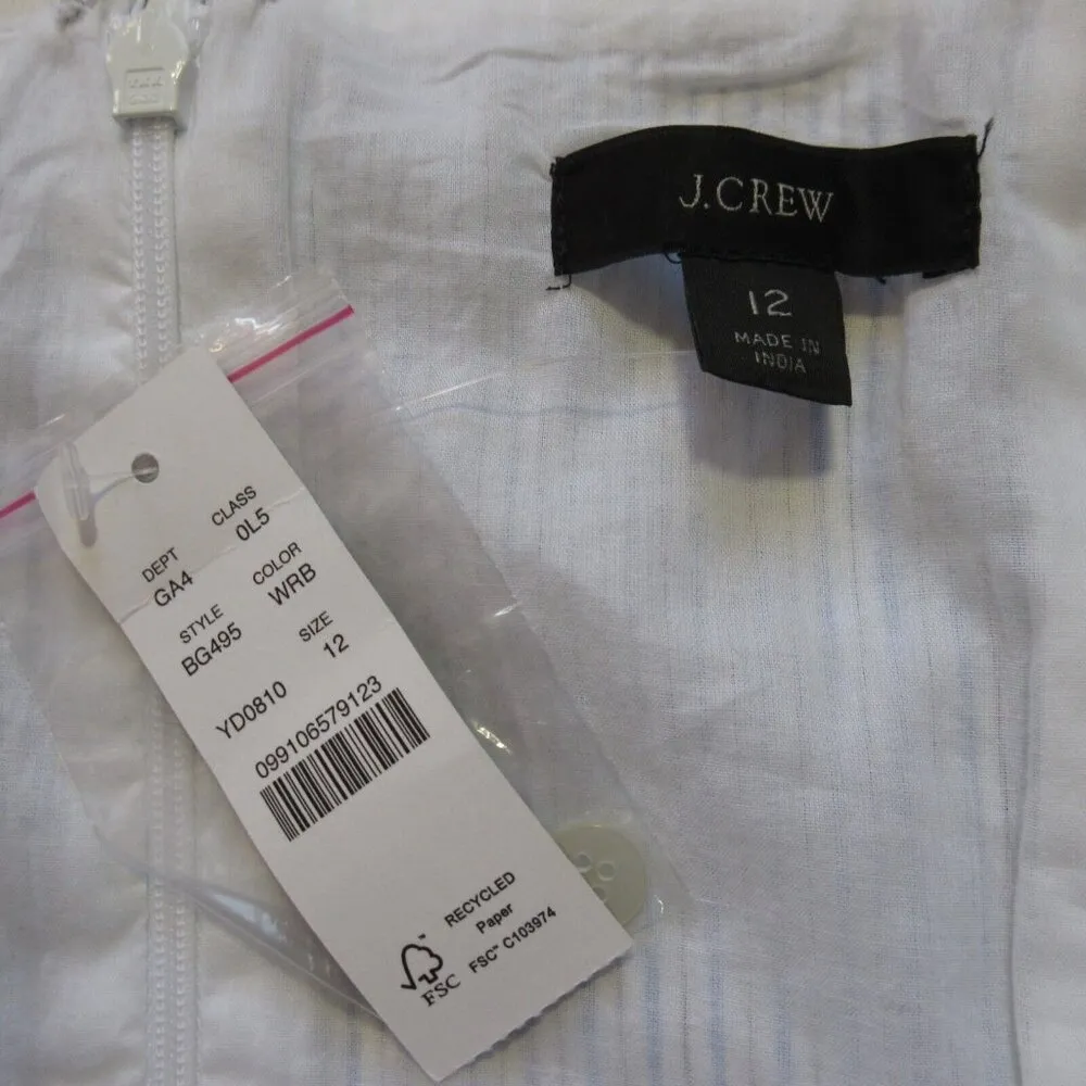 NWT J.Crew Button-down Cotton Poplin Maxi in White Royal Blue Stripe Dress 12 - Image 4