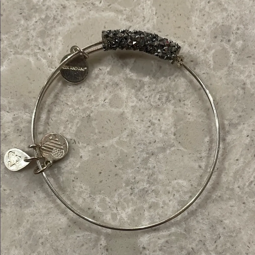 Elegant Silver Bracelet with Charcoal Accents by Alex and ANI - Image 4