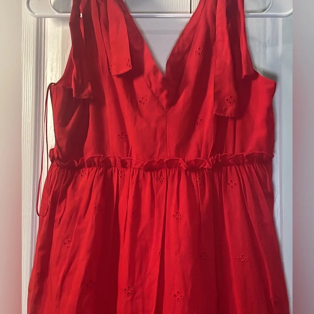 Zara Red Tiered Ruffled Maxi Dress for Wedding Guest - Image 5